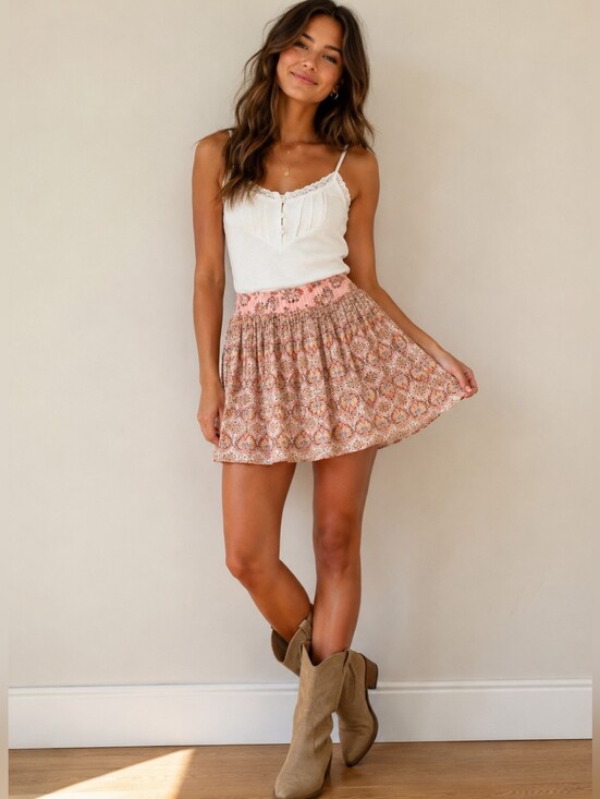 American Rag Dresses & Skirts - American Rag Mini Skirt Floral Mix Print Lined Elastic Waist Size Large NWT